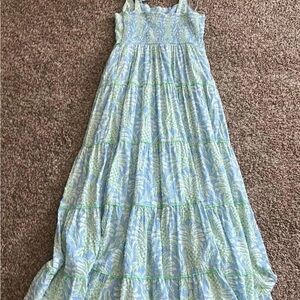 Crown & Ivy Blue and Green Leaf Print Dress